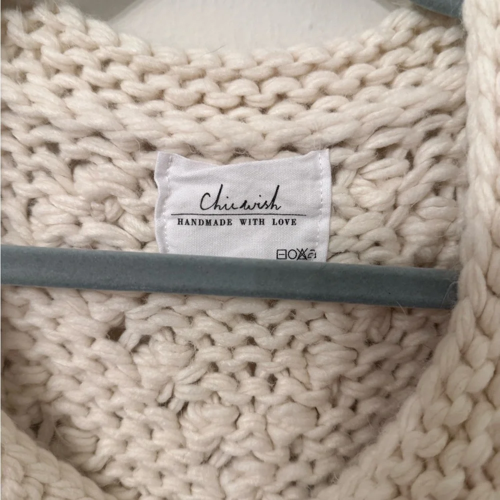 Chicwish Ivory Chunky Pom-Pom Knit Cardigan - Picture 5 of 5